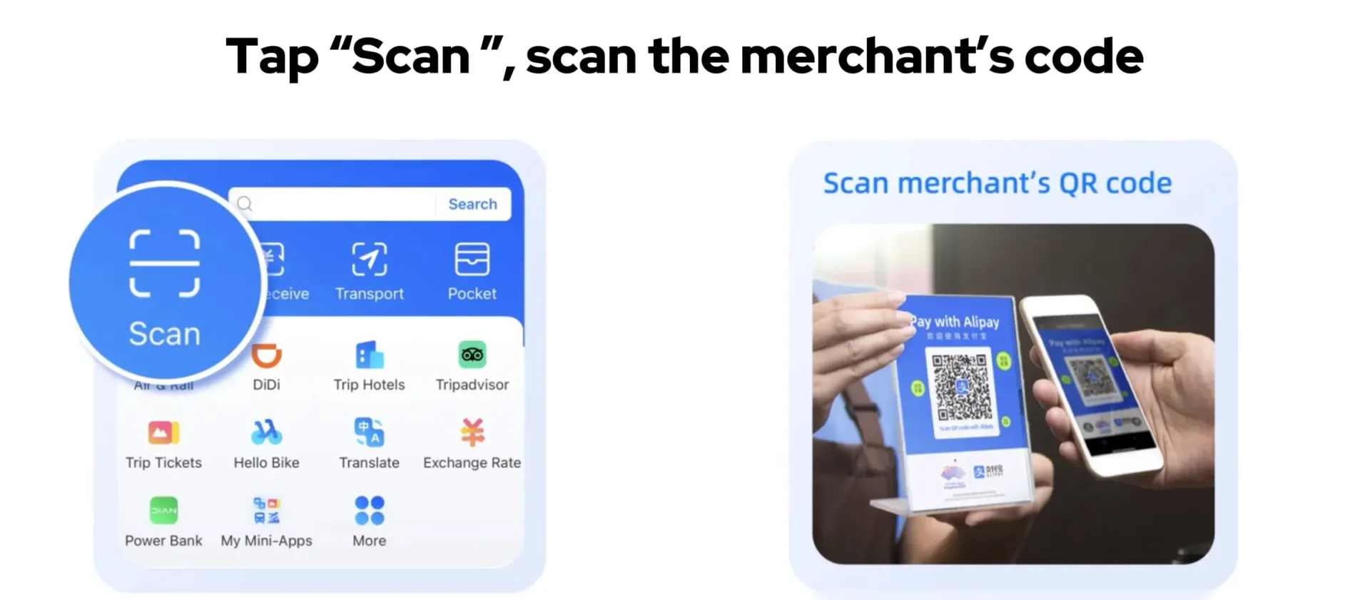 Escanear el QR del comercio en Alipay (Modo 1)
