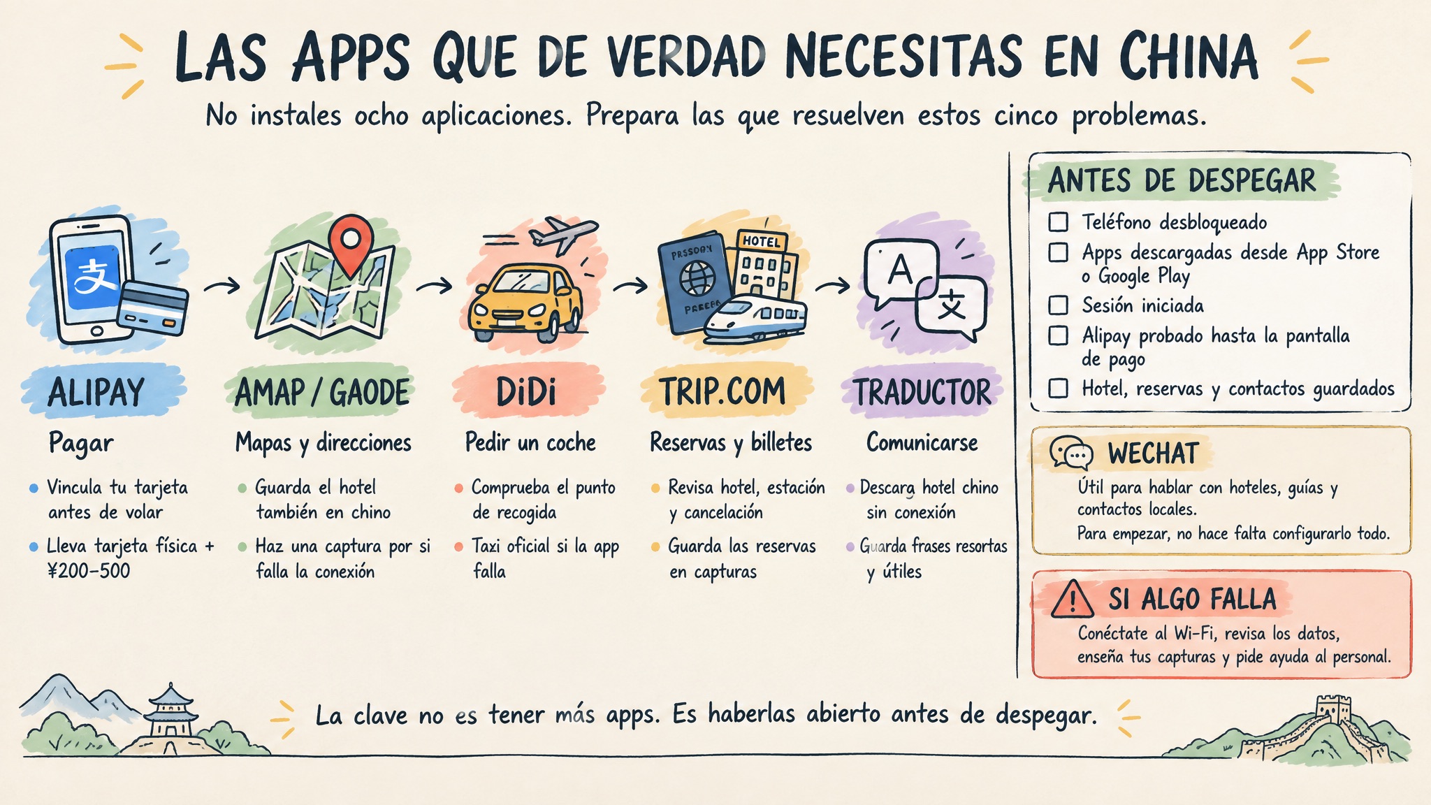 Usar una aplicación de traducción durante un viaje por China