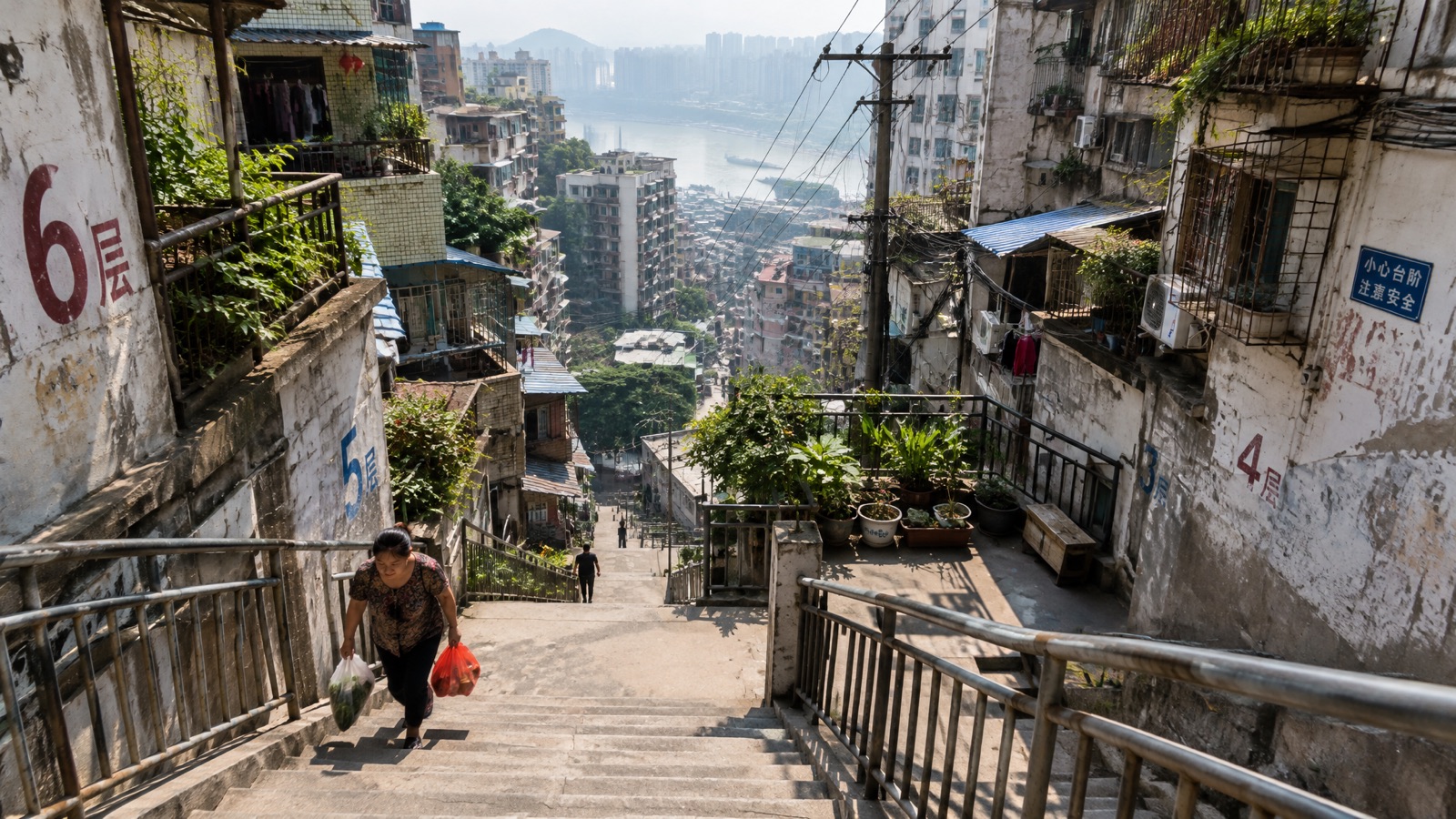 Estación de metro y edificios de Chongqing