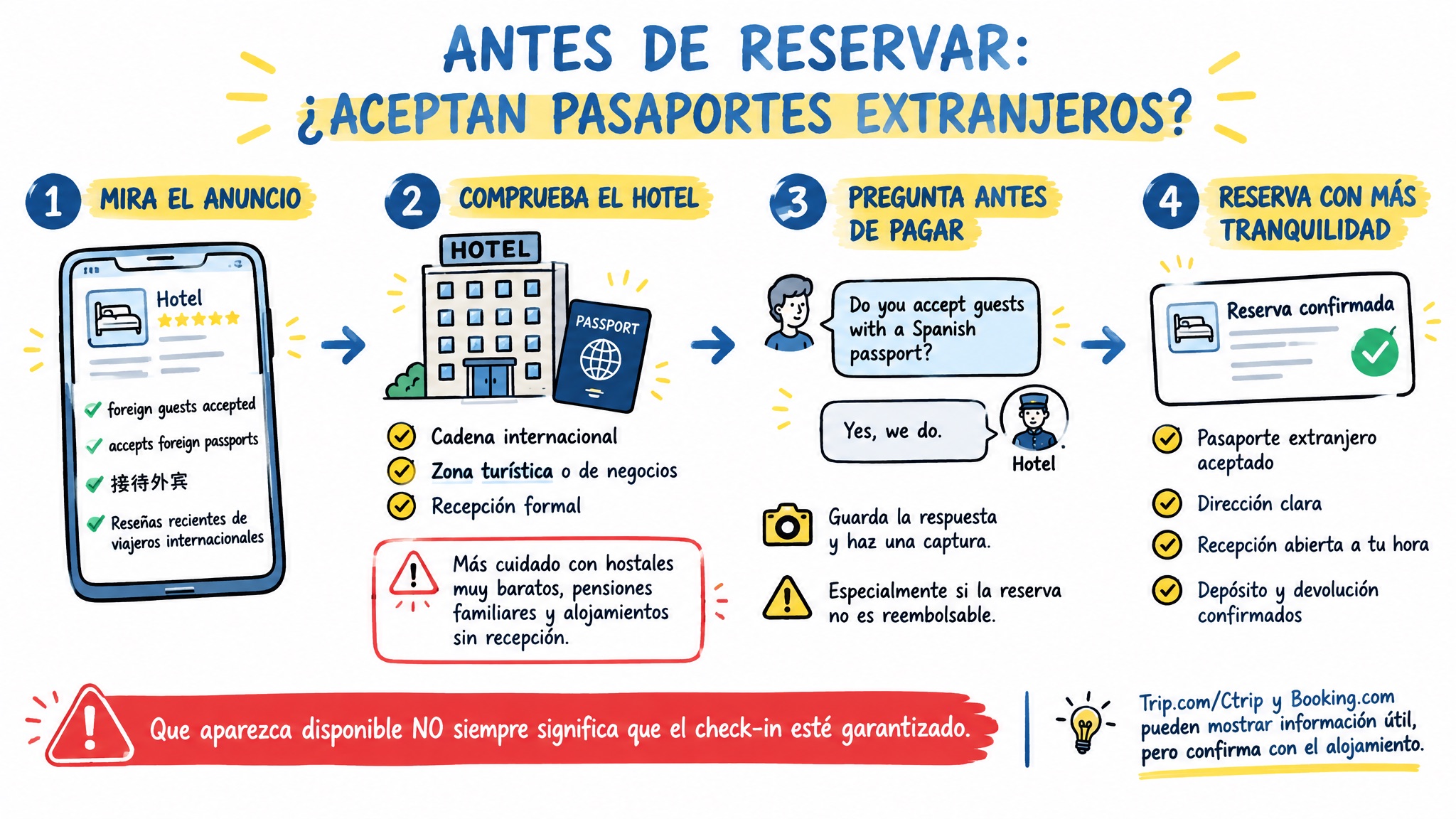 Proceso de check-in en un hotel de China para viajeros extranjeros