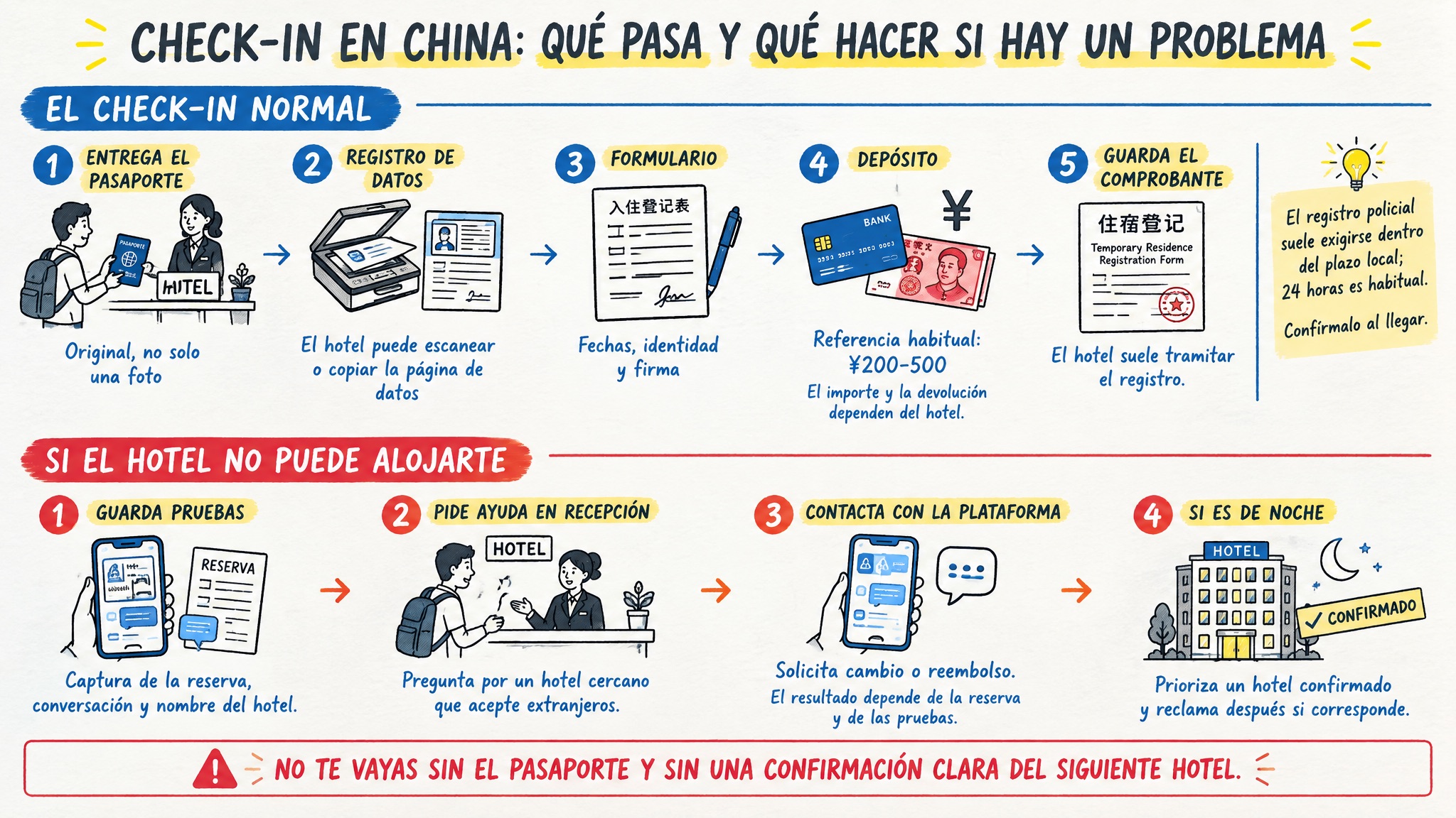 Qué hacer si un hotel en China no puede alojar a un viajero extranjero