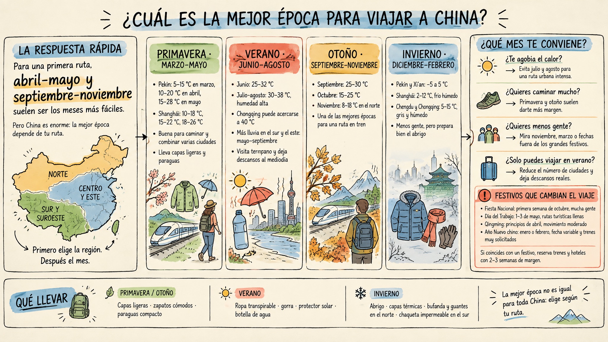 Qué llevar a China según la estación del año